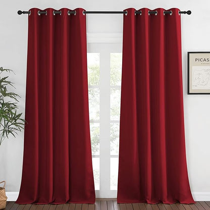 NICETOWN Extra Long Blackout Drape - (52-inch by 108-inch, Burgundy Red, Sold as 1 Panel) Window Treatment Light Blocking Privacy Curtain Panel for Home Decoration