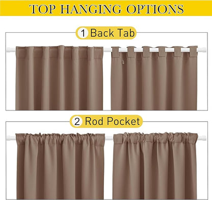 NICETOWN 2 Panels Blackout Patio Waterproof Outdoor Curtains, Top & Bottom Pocket & Back Tab Wind-Break Thermal Drapes Privacy Sound Reducing for Pergola with Fixed Ropes, W52 x L84, Tan-Khaki