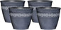 Classic Home and Garden Corinthian Resin Flower Pot Planter, Storm Blue, 8" (Pack of 4)