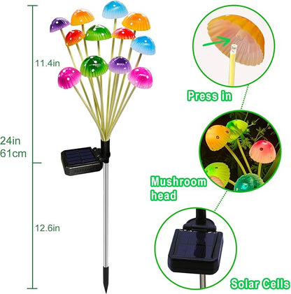 Solar Garden Lights Decorative,2 Pack 24LED Solar Powered Mushroom Lights Outdoor, Gifts for Women Birthday Mothers Day, Mushroom Flower Light Yard Decor Outside Waterproof for Lawn Porch Patio