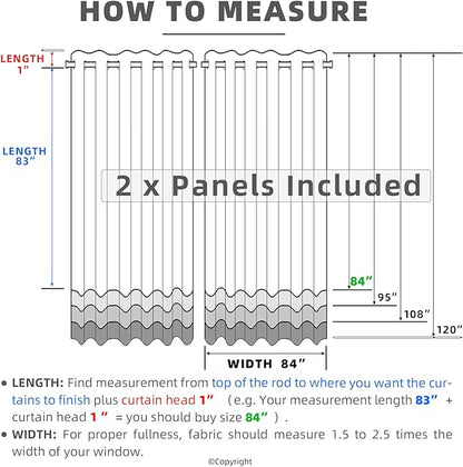 Outdoor Indoor Curtains W84 x L84 for Patio - Weather-resistant Window Panels Privacy Protect Grommet Top Thermal Insulated Home Curtain for Porch Pergola Lawn Garden Hot Tub Area (2 Panels)