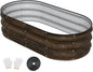 4x2x1FT Galvanized Raised Garden Beds,Raised Garden Bed with Safety Edging and Gloves,Oval Metal Planter Box for Gardening Vegetables Flowers Herb-Classic Walnut
