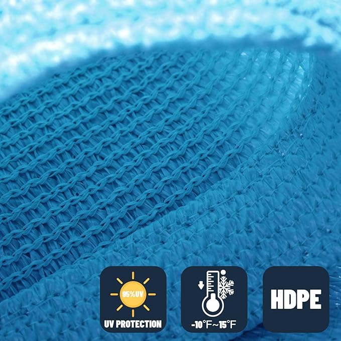 SUNNY GUARD Custom Size 14'x20'x24.4' Triangle Turquoise Blue UV Block Sunshade for Backyard Yard Deck Patio Garden Outdoor Activities and Facility(Customized)