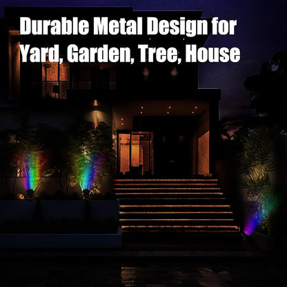 Color Spot Light Outdoor 2-Pack, 120V 12W Waterproof LED Landscape Spotlights, Plug-in Durable Spotlight Outdoor for Yard, Garden, Patio, Tree, House, Halloween, Christmas
