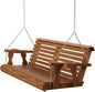 Amish Casual 4 Foot Roll Back Porch Swing with Cup Holders in Oak Stain - Amish Made in The USA from Treated Pine Heavy Duty 700 Lb. Weight Capacity