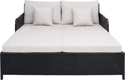 Safavieh Outdoor Collection PAT7500 Daybed, Black/Light Grey