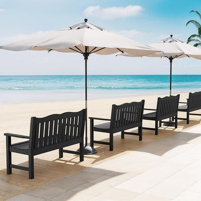 Stoog All-Weather 2-Person Outdoor Bench, 800 lbs Capacity HIPS Plastic Garden Bench for Patio, Backyard, Porch and Park, Never Fades & Rust-Proof, Black
