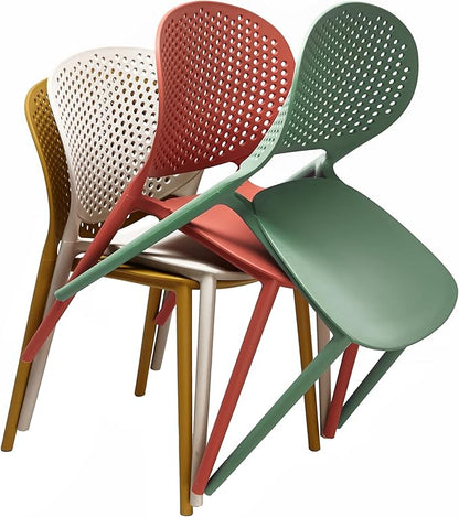 Green Plastic Patio Dining Chair Set of 2, Stackable & Weatherproof