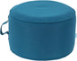 QILLOWAY Indoor/Outdoor Inflatable Stool,Round Ottoman,All Weather Foot Rest for Camping or Home,All Peacock Blue