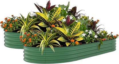 Garvee 2 Pack Galvanized Raised Garden Beds - 10x4x1.5ft Planter Box for Vegetables, Flowers, Rust-Resistant Garden Box, Easy Assembly Raised Beds, Durable Planters for Outdoor Plants, Green