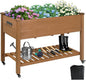 Raised Garden Bed with Legs & Wheels –, Outdoor Elevated Planter Box with Storage Shelf & Hooks for Vegetables, Flowers, and Herbs for Outdoor Gardening, Patio, Balcony,48"x 24"x 33"(Brown)