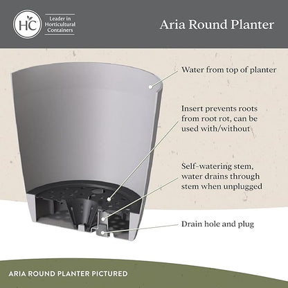 The HC Companies Aria Round Self-Watering Pot - Lightweight Plastic Planter for Herbs & More - Durable Plant Pots for Indoor Plants & Outdoor Plants (8" Glossy White, Pack of 1)