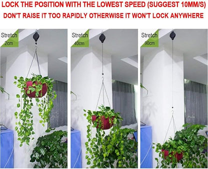 Pack Plant Hook Pulley, Retractable Plant Hanger Easy Reach Hanging Flower Basket for Garden Baskets Pots and Birds Feeder Hang High up and Pull Down to Water Or Feed (White 4Pack)