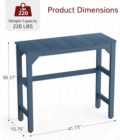 Stoog All-Weather Outdoor Bar Table, Patio Counter Height Bar Tables with Waterproof Top, Never Fade or Rot, for Balcony, Backyard, Porch, and Poolside, Blue