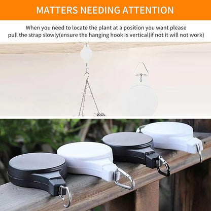 4PCS Plant Pulley Retractable Pulley Plant Hanger Hanging Flower Basket Hook Hanger for Garden Baskets Pots and Birds Feeder in Different Height Lower and Raise
