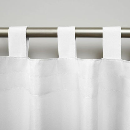 Exclusive Home Cabana Solid Indoor/Outdoor Light Filtering Hook-and-Loop Tab Top Curtain Panel Pair, 54"x63", White
