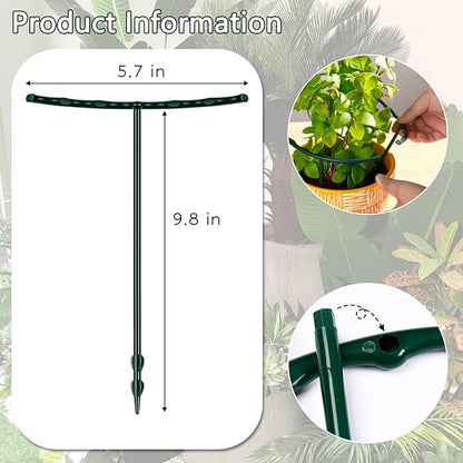 Mwellewm 10 Pack Plant Support Plant Stakes Metal Half Round Search Support Ring Small Plastic Cage Holder Short Stem Flower Pot Climbing Trellis for House Flower Vegetable Indoor Leafy(5.7 x 9.8inch)