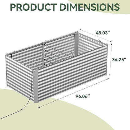 8x4x3 ft Tall Galvanized Raised Garden Bed with Self-Watering System, Elevated Planter Boxes Outdoor, Rectangular Deep Raised Beds for Gardening,Vegetables,Flowers, Backyard, Patio