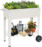Elevated 32" Tall Raised Garden Bed with Legs and Wheels for Mobility, Metal Planter Boxes Outdoor with Shelf, Raised Bed for Gardening Vegetables/Herbs, Backyard, Patio, Balcony, White