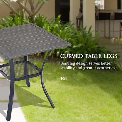 VICLLAX 3 Pieces Patio Dining Set for 2, Outdoor Furniture Set Includes 1 Small Patio Table and 2 Stackable Patio Sling Chairs, Patio Bistro Set for Outsides, Grey Wood-Like Table and Grey Chairs
