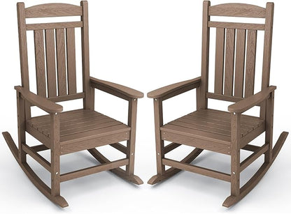 Rocking Chairs 2-Pack, Brown HDPE, 350 lb Capacity