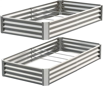Galvanized Raised Garden Bed,Outdoor Planter Box Metal Patio Kit Planting Bed for Vegetables Flowers Herb (Galvanized, 6x3x1ft-2p)