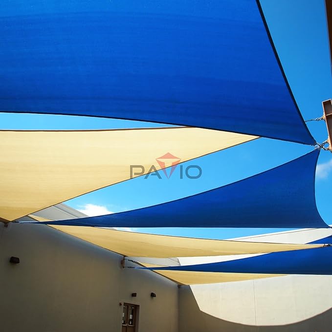 Patio Paradise 16' x16'x 16' Blue Sun Shade Sail Triangle Canopy - Permeable UV Block Fabric Durable Outdoor - Customized Available