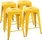 Devoko Metal Bar Stools 24" Indoor Outdoor Stackable Barstools Modern Style Industrial Vintage Counter Bar Stools Set of 4 (24 inch, Yellow)