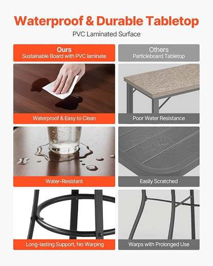 VEVOR Outdoor Round Bar Table, 23.7 in Counter Bar Height Bistro Table, Patio Dining Tables with Easy-to-Clean Top & Sturdy Metal Frame, Indoor High Top Pub Tables for Small Places, Kitchen