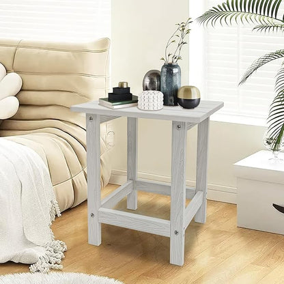 Adirondack Side Table - HDPS Weather Resistant, End Table for Patio, Pool, Deck, Porch, Indoor/Outdoor Use, White