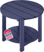 LZRS Round Adirondack Side Table Double End Table, Outdoor Side Tables for Patio, Backyard,Pool, Indoor Companion, Easy Maintenance & Weather Resistant(Navy Blue)