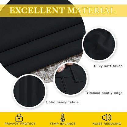 NICETOWN Blackout Curtain for Sliding Glass Door, Grommet Top Thermal Insulated Weighted Wide Drapes/Draperies for Bedroom/Living Room (Black, 80 by 95 inches, 1 Panel)
