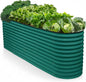 9-in-1 Galvanized Raised Garden Beds Outdoor // 8×2×2.5 ft Modular Planter for Gardening, Vegetables, Flowers // 32" Extra Tall Metal Raised Garden Bed (Dark Green) // Patented Design Planter Box