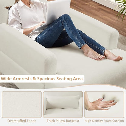 Oversized Chaise Lounge Chair Set of 2, Cloud Fluffy Chaise Sofa Recliner with Adjustable Backrest, Comfy Upholstered Sleeper Couch Bed, Modern Deep Seat Reading Armchair for Living Room, Bedroom