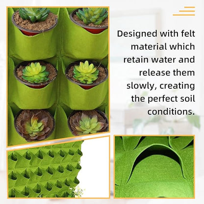 LITLANDSTAR Planter, 25 Pockets Hanging Vertical Wall Bag, Green (1.0 m × 1.0 m), Indoor-Outdoor Use