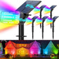 Solar Spot Lights Outdoor Waterproof IP65,[49 LEDs/6 Pack] RGB Christmas 7 Modes Color Changing Solar Spotlights, Adjustable Landscape Flood Powered Lights for Yard Garden Pathway(Multicolor)
