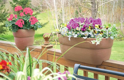 Bloomers Railing Planter with Drainage Holes – 24" Weatherproof Resin Planter – Polyethylene plastic - White