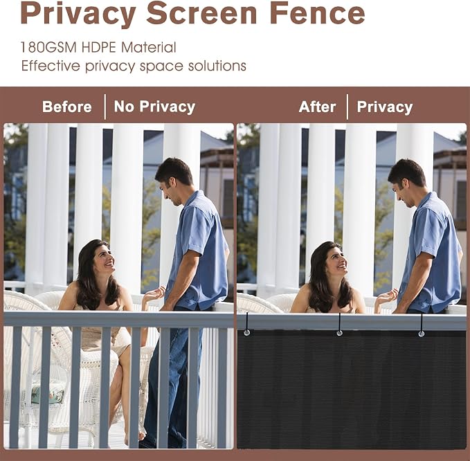 Garden Privacy Screen 2'6" x 13' Black HDPE Mesh Balcony Windscreen