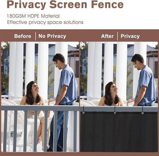 Garden Privacy Screen, 3.3' x 15' Black HDPE Balcony Mesh Windscreen