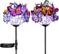 Outdoor Solar Garden Lights - 2 Pack Solar Powered Garden Stake Lights with 18 Butterflies and Copper String Lights, Multicolor