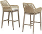 PURPLE LEAF Outdoor 29" Bar Stools Set of 2, Boho Patio Bar Height Chair with Cushion and Back for Outdoor and Indoor, Garden, Patio, Champagne