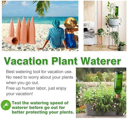 Plant Watering Devices 8 Pack Terracotta Vacation Plant Waterer Wine Bottle Watering Stakes Slow Release Plant Watering Spikes Self Watering Devices for Indoor Outdoor Plants (8)