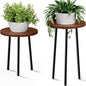 Plant Stand Indoor 2 Pack: Plant Table 14''&20'' Wooden & Metel Heavy Duty Stands for Flower Lovers - Mid Century Modern Design Stool for Bedroom/Living Room/Patio/Garden