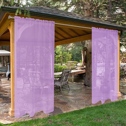 SpaceDresser Waterproof Outdoor Sheer Curtains for Patio - 2 Panels Rod Pocket Indoor Voile Sheer Curtain for Living Room,52W x 108L inch, Lavender