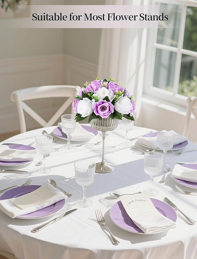 Artificial Flower Balls, Lilac and White Silk Rose Centerpieces