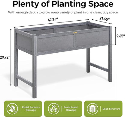 TT Nature HDPE Raised Garden Bed with Legs, Outdoor Elevated Planter Box for Vegetables, Herbs & Flowers, Weather-Resistant Raised Garden Beds for Patio, Balcony & Backyard Gardening