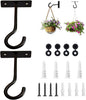 2Pack 4Inch Ceiling Hooks for Hanging Plant, Hanger for Indoor and Outdoor Plant Pots Holder, Wall Hook for Planters, Flower Basket, Wind Chimes, Lanterns, Lights, Bird Feeders, Home Decor-Black