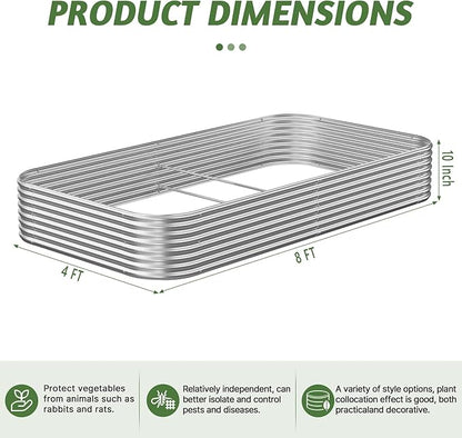 3 Pack 8x4FT Raised Beds for Gardening, Corrugated Galvanized Steel Raised Garden Bed, Outdoor Metal Above Ground Garden Bed for Vegetables and Flowers