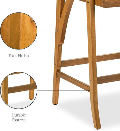 Best Choice Products Set of 2 Outdoor Acacia Wood Bar Stools Bar Chairs for Patio, Pool, Garden w/Weather-Resistant Cushions - Sage