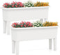 Giantex Raised Garden Beds Outdoor Set of 2, Self-Watering Planter Box with Detachable Legs & Drainage Hole, Outdoor Raised Container for Vegetable Fruit Herbs, 31.5”Lx12”Wx16”H, Easy Assembly (White)